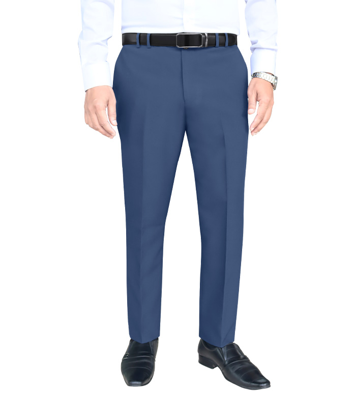 Men’s Formal Trouser Slim Fit Plain Front Cross Pocket Color: 916(36. COBALT BLUE)