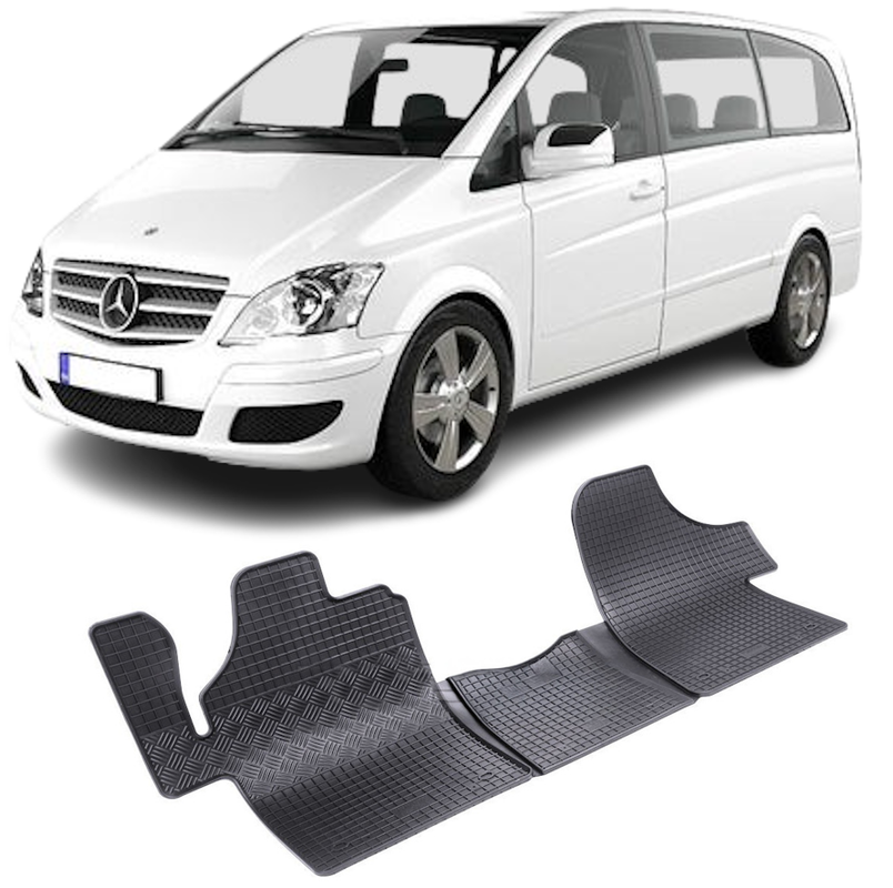 Set 3 covorase Mercedes Vito 2/3M 2003-2014, din cauciuc 100%, compatibile cu autoturismul MERCEDES Vito