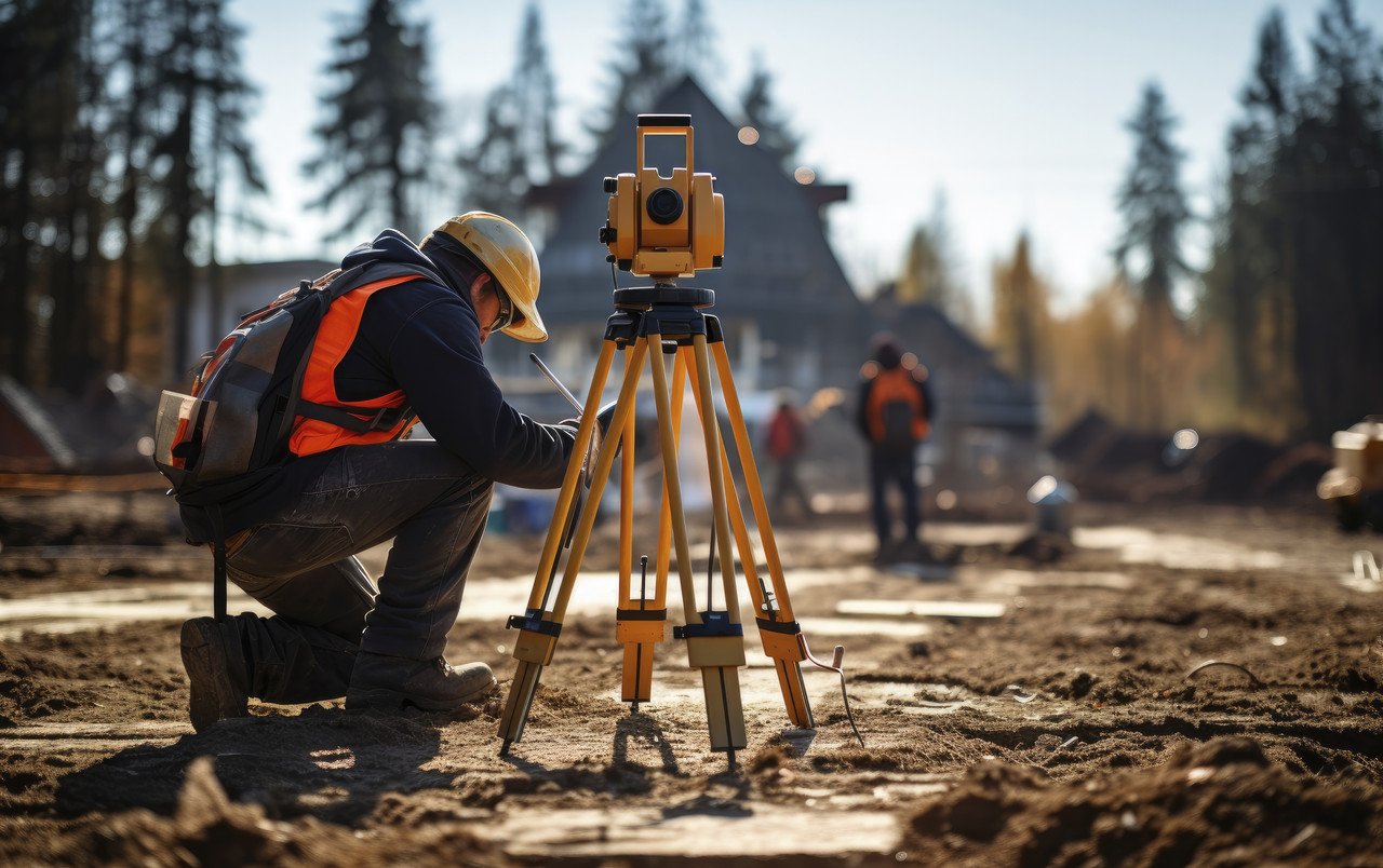 геодезист на строительной площадке