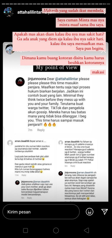 Tangkapan layar Instastory Atta Halilintar