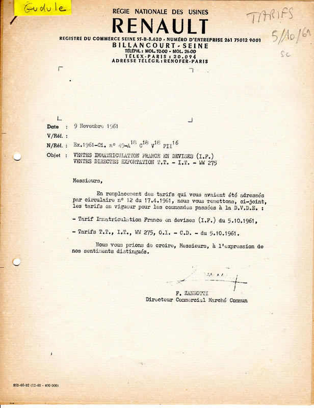 1961 10-05 (6) - R4 - Tarif gamme Salon