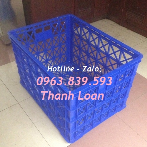 Rổ nhựa công nghiệp có 8 bánh xe đựng hàng hóa rẻ. 0963.839.593 ms.loan Song-nhua-hs022-xanh-duong-1