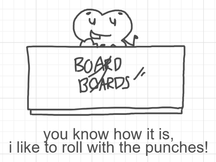 A panel from A Murder On The, episode six of the Board Boards object show by Furretwalk/WalkingFurret.