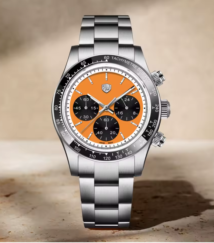 RollsTimi RT7931 Orologio Da Uomo Cronografo Al Quarzo - Acciaio Inox, Vetro Zaffiro, Movimento Giapponese VK63, Impermeabile 10 ATM