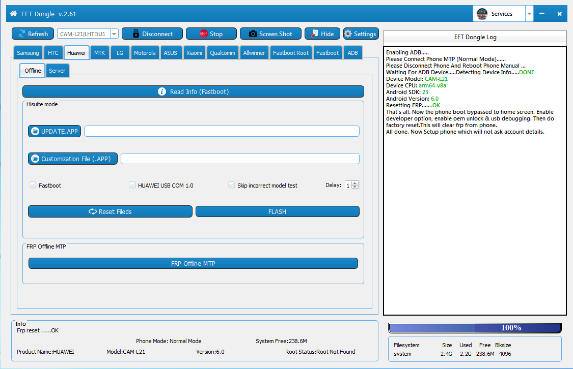 Huawei y6 ii caml21 frp remove done with eft dongle... GSMForum