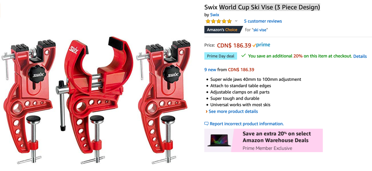 Amazon.ca] Prime Day: Swix World Cup Ski Vise (3 Piece Design) $217 - 20% -  RedFlagDeals.com Forums