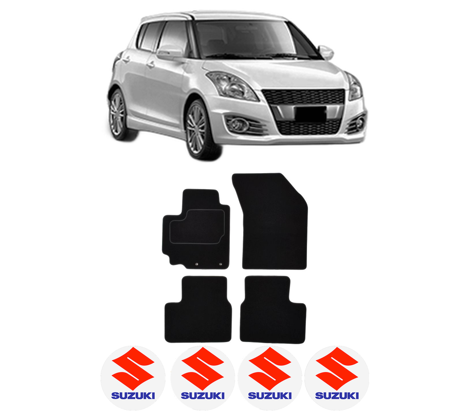 Set Covorase Presuri SUZUKI SWIFT IV (FZ, NZ) din 2010-2012, Auto, Material Textil Mocheta, 4 Stickere auto cu SUZUKI