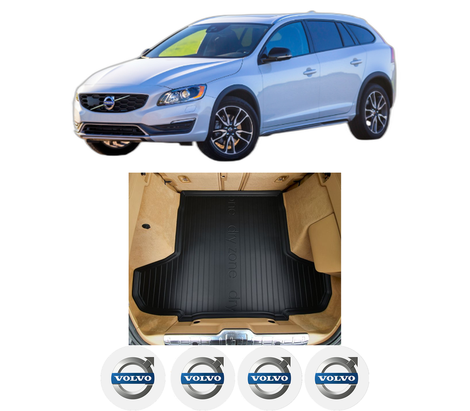 Tavita Portbagaj VOLVO V60 I Cross Country (157) din 2015-2018, Protectie Portbagaj Auto, 4x Stickere auto cu VOLVO