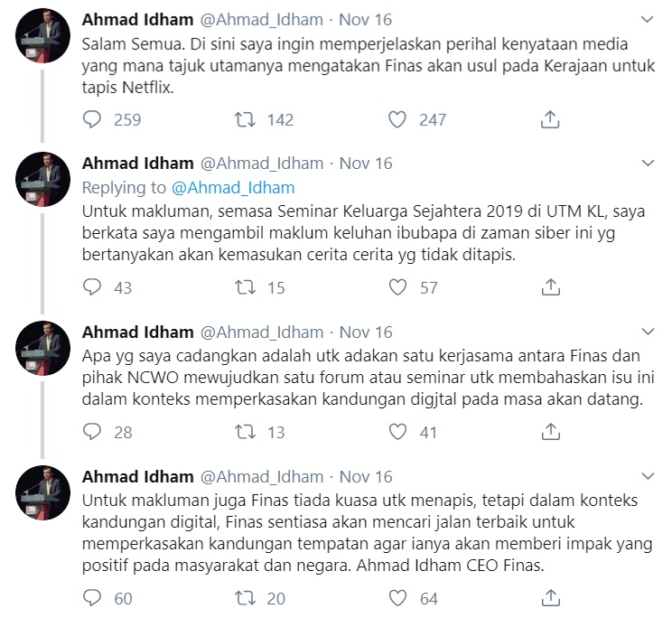 ahmad idham dikecam kerana mahu tapis netflix