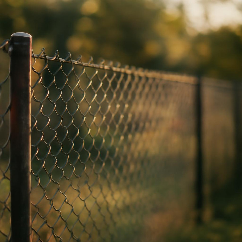 Забор из сетки-рабица на дачном участке