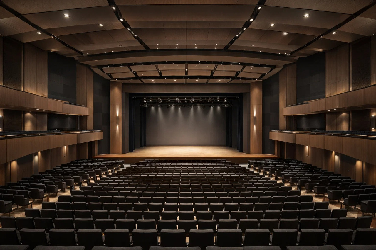 Interior detail of the modern acoustic panels.