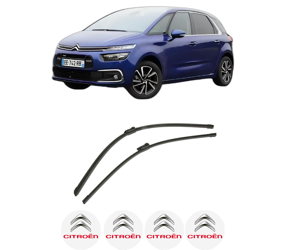 Set stergatoare auto CITROEN C4 PICASSO II din 2013-2018, pentru parbriz auto, 2 bucati, Bosch Aerotwin, din cauciuc siliconat rezistent, 4 Stickere Auto CITROEN