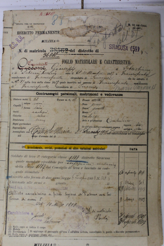 Foglio Matricolare - Giacominato, Giuseppe 1-1