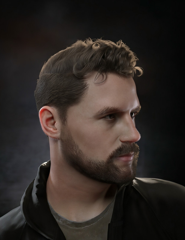 Zenty Cool Hairstyle and Scruffy Beard for Genesis 8 and 8.1 Males