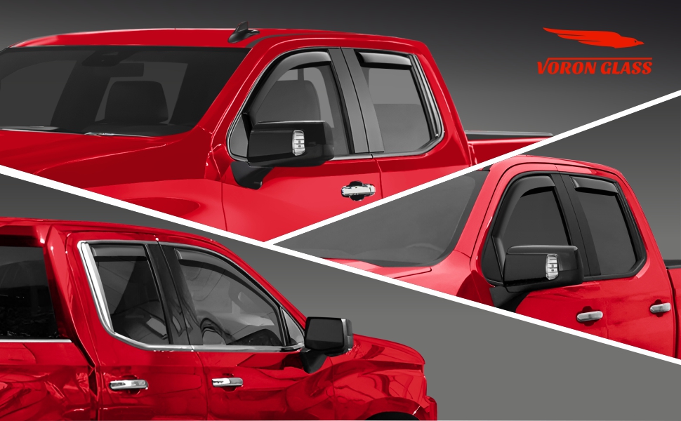 In-Channel Rain Guards Vent Visors – For Chevy Silverado 1500 Double Cab 2019-2025 (4-Piece)