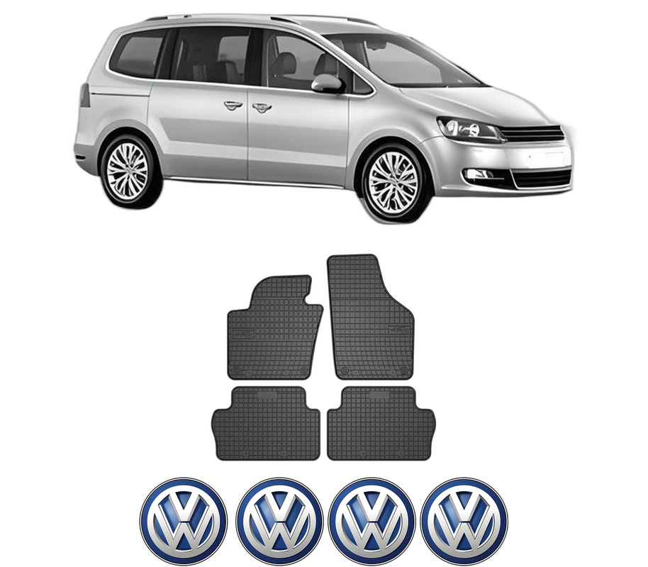 Set covorase presuri Volkswagen SHARAN (7N1, 7N2) din 2010-2022, auto, din cauciuc thermoplastic, 4 Stickere auto cu Volkswagen