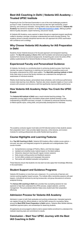 Best IAS Coaching in Delhi Vedanta Ias Academy