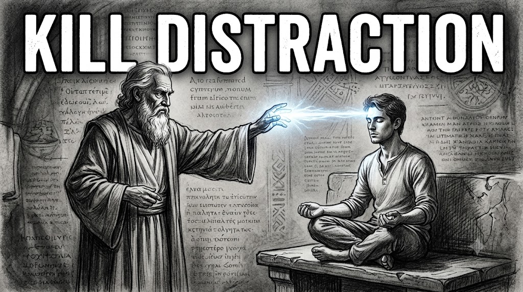 AI-generated example result for the youtube-thumbnail prompt: Education & Tutorial – "KILL DISTRACTION" | Educational Tutorial Youtube Thumbnail AI YouTube Thumbnail Prompt