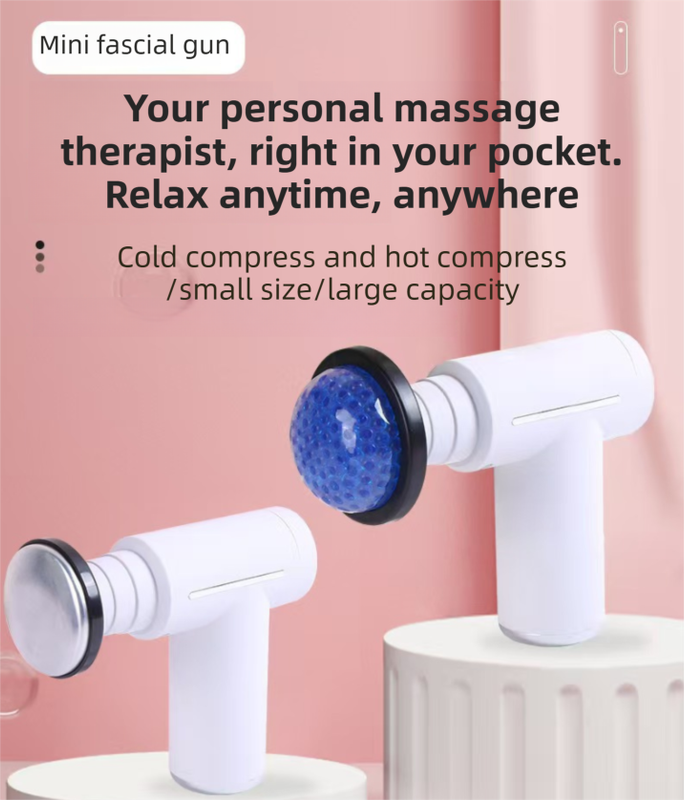 Black Lightweight Mini Hot Cold Massage Gun with 6 Heads - 6 Intensity Dual Thermal Therapy Muscle Reliever for Portable Body Recovery