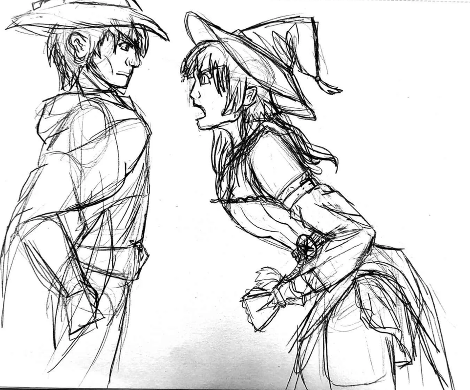 Image By CocoBeans of Eloise, and Scott fighting