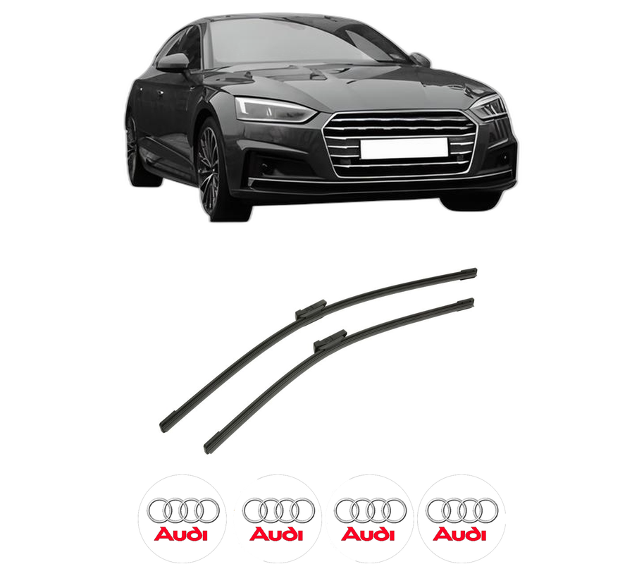 Set stergatoare auto AUDI A5 (F53, F5P) din 2016-2021, pentru parbriz auto, 2 bucati, Bosch Aerotwin, din cauciuc siliconat rezistent, 4 Stickere Auto AUDI
