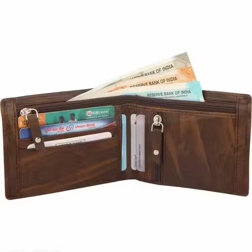 Men Casual, Ethnic, Formal Tan Artificial Leather Wallet (3 Card Slots) double zip.(W102)