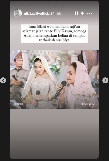 Ucapan duka Nikita Willy saat Elly Kasim meninggal.