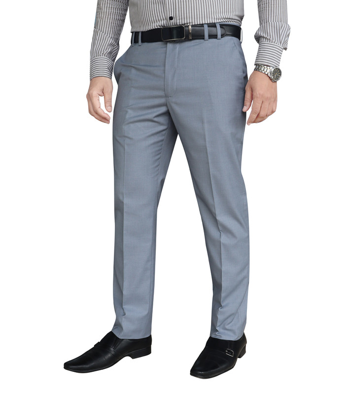 Men’s Trouser Formal Slim Fit Plain Front Cross Pocket Color: 891 (4-ASH)S