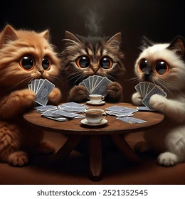 three psychotic cats gambling drnking 260nw 2521352545