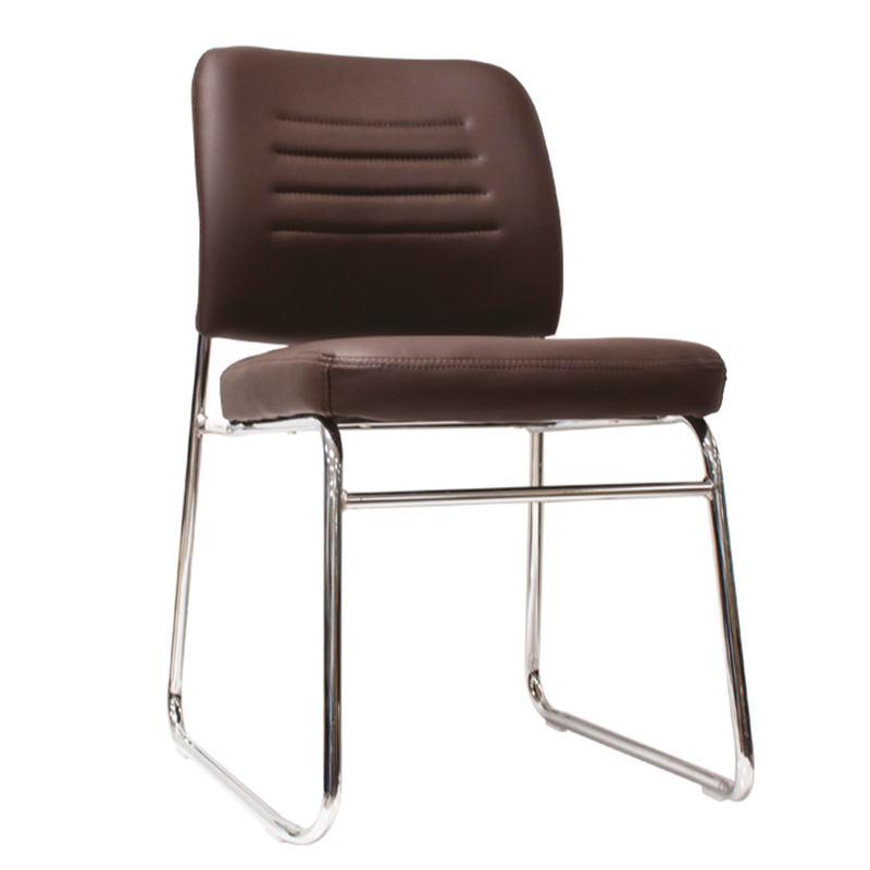 Silla de espera Starken con asiento y respaldo de nylon color marrón y estructura de metal.