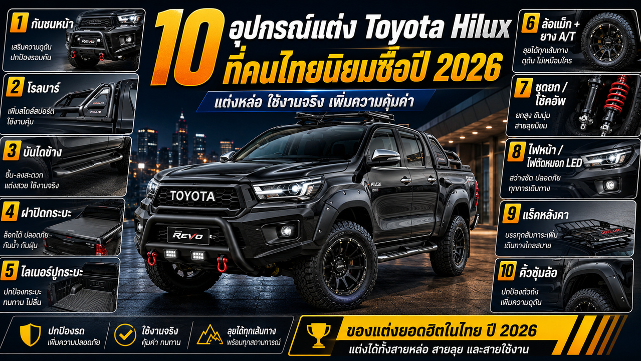 10 อุปกรณ์แต่ง Toyota Hilux ที่คนไทยนิยมซื้อปี 2026