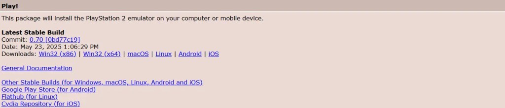 Play! Emulator IPA download page — PS2 emulator for iOS iPhone