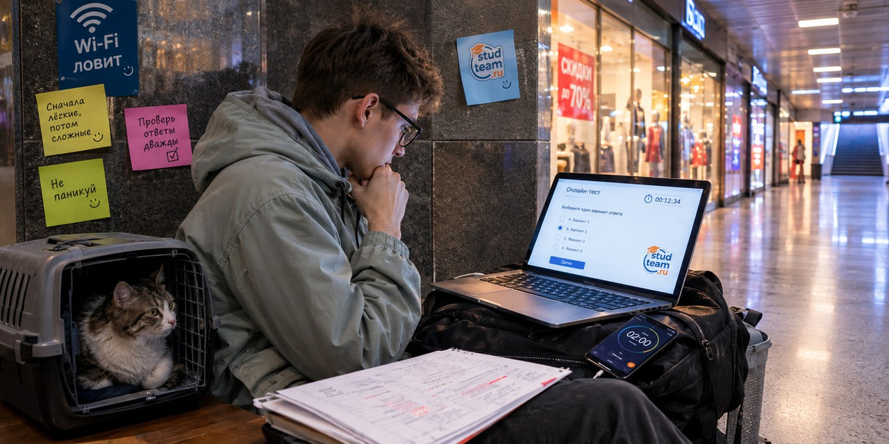student sitting in an underground passage