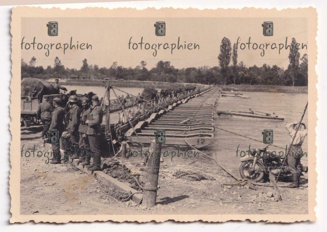 Foto Frankreich bei Colmar Oberrhein Pionier Brücke Übergang 1940.