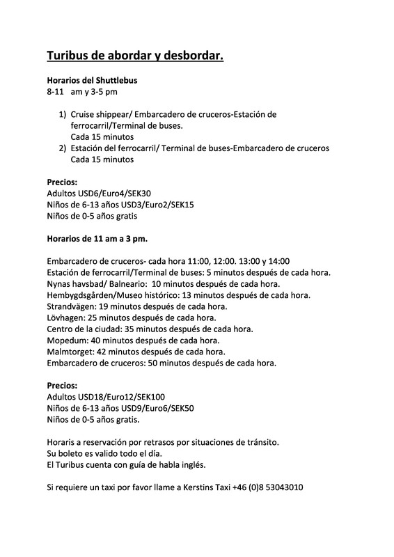 Page 2 - HoHo och shuttle information på spanska