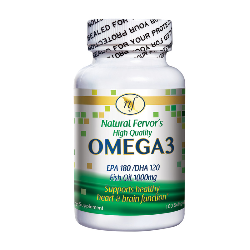 Natural Fervor Omega 3 EPA 180/DHA 120 Fish Oil 100 Softgels 