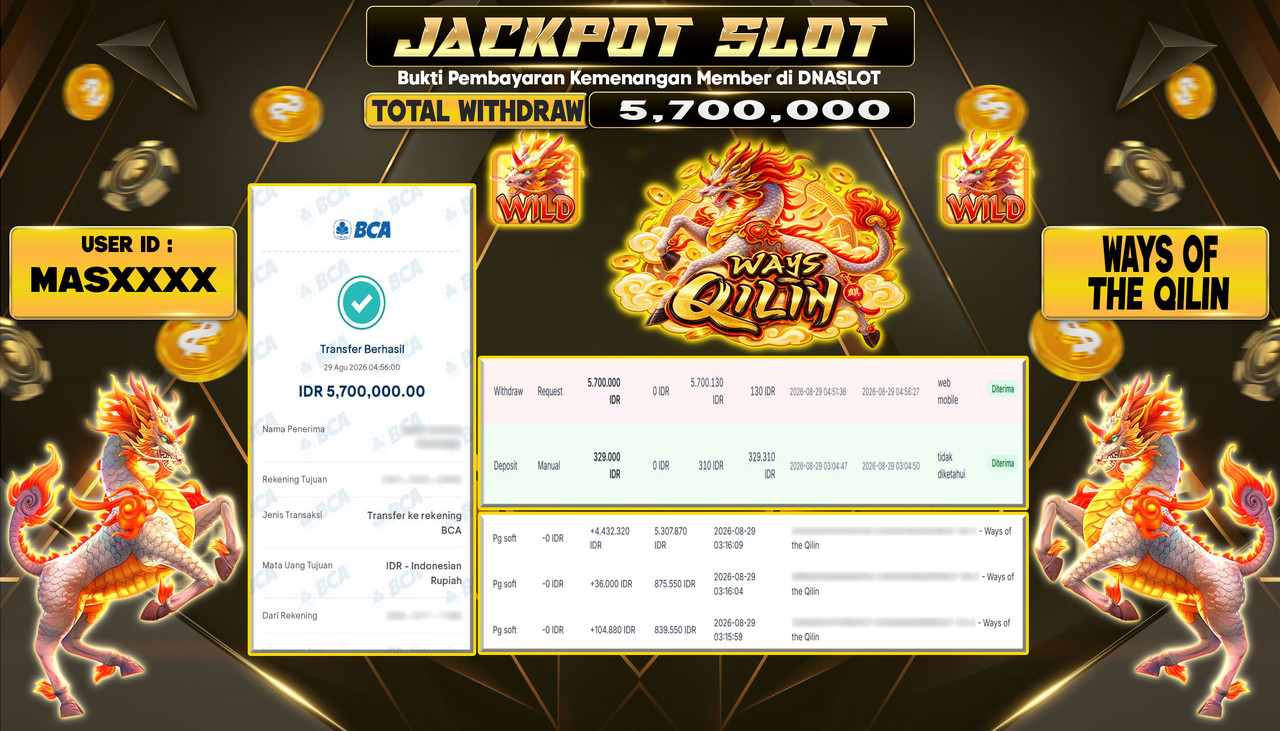 JACKPOT SLOT WAYS OF THE QILIN  29 AGUSTUS 2026