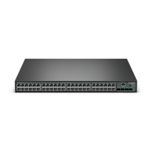 Switch Intelbras S2352G-PB em um rack de servidor, ideal para ambientes corporativos.