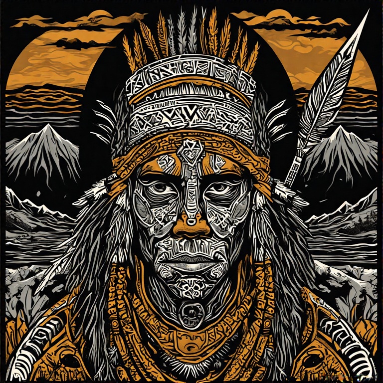 A-tribal-warrior-in-woodcut-st-21