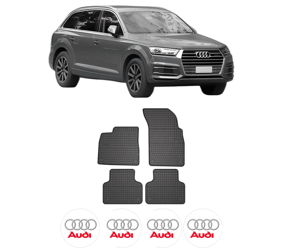 Set covorase presuri AUDI Q7 | 4M din 2015-2019, auto, din cauciuc thermoplastic, 4 Stickere auto cu AUDI
