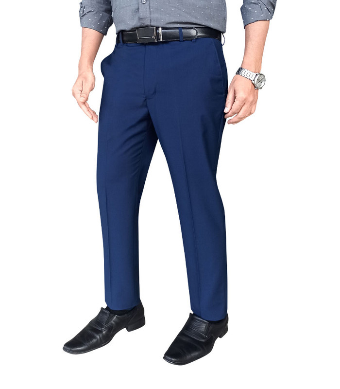 Formal Slim Fit Plain Front Cross Pocket Trouser Color: 853 Blue (A)