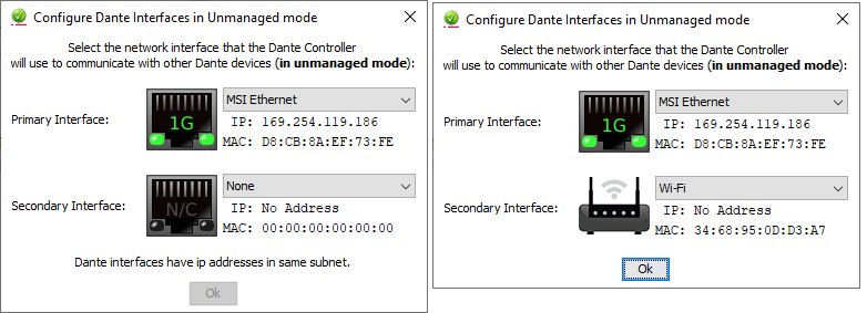 Problem interfaces dante