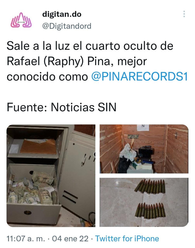 Muestran cuarto donde Raphy Pina guardaba sus armas de forma ilegal