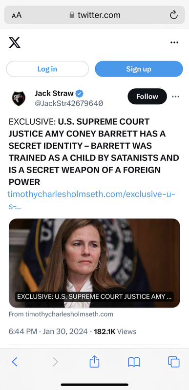 Jack Straw on X EXCLUSIVE U.S. SUPREME COURT JUSTICE AMY CONEY BARRETT HAS A SECRET IDENTITY – BARRE