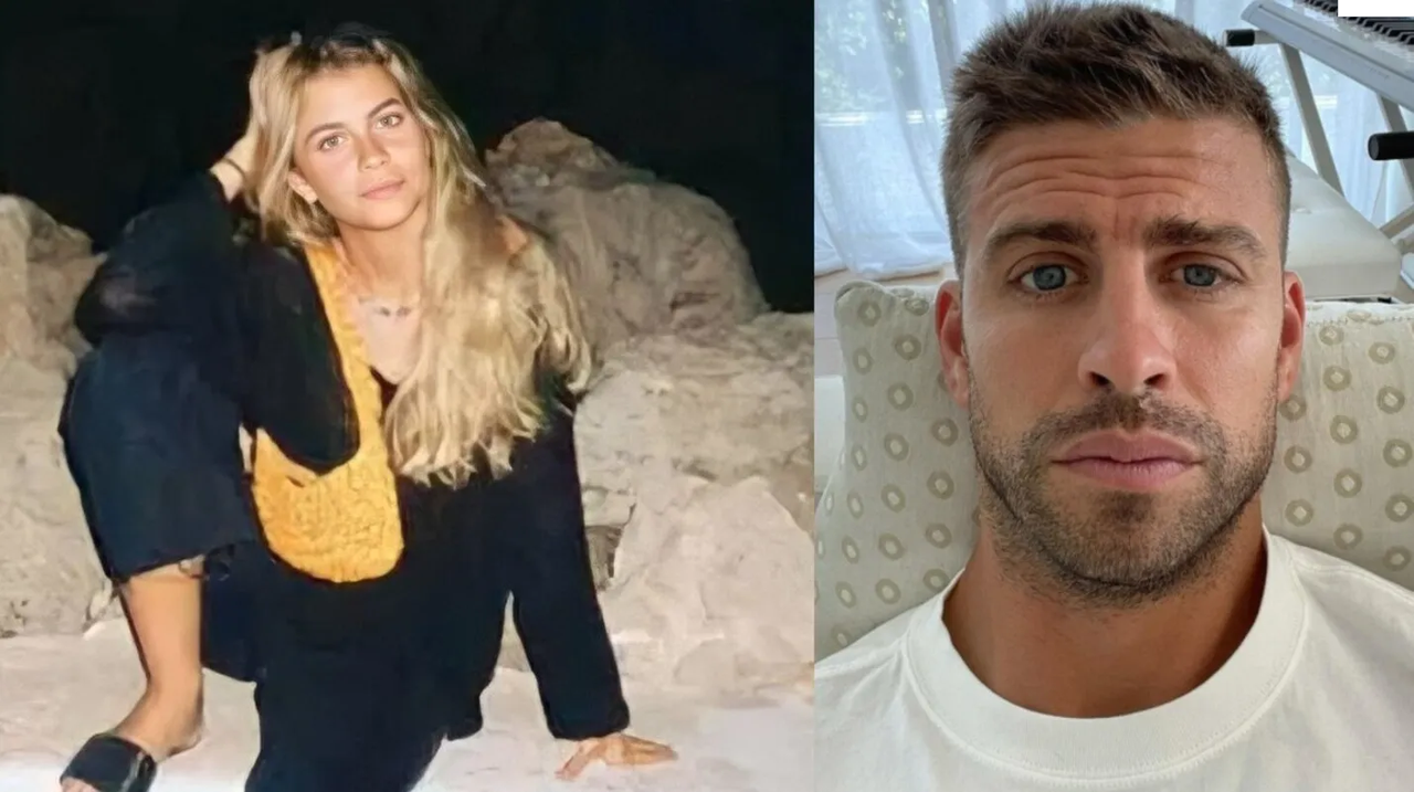 Clara Chía da la cara después de la fotografía con Piqué
