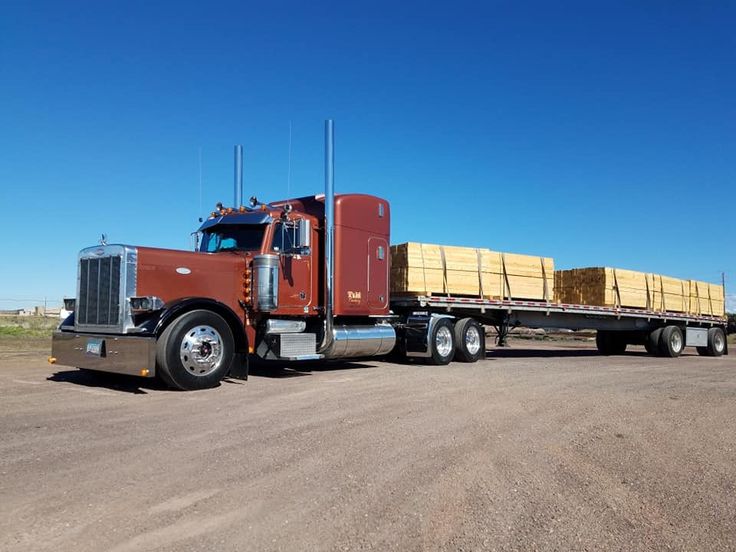 Dry van semi truck on highway