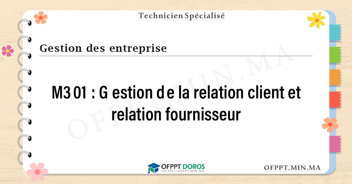 Sommaire détaillé du cours Gestion de la relation client et relation fournisseur M301 OFPPT - Structure du module