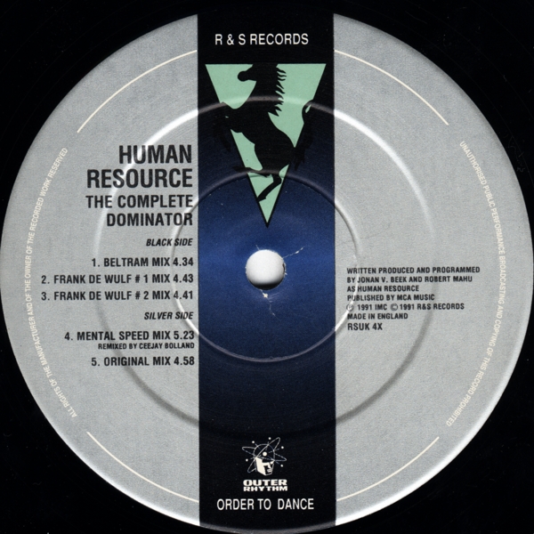 28/03/2023 - Human Resource - The Complete Dominator (Vinyl, 12, 45 RPM)(R & S Records ‎– RSUK 4X, Outer Rhythm ‎– RSUK 4X) 1991 R-2596653-1292351620