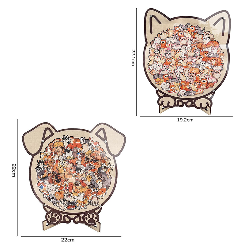 2PCS ​Colorful puppy and cat Collection Puzzle - Irregular Shaped Jigsaw with Adorable Kitten Pieces, Stacking Display Stand - Cute Home Decor & Brain Teaser for Ages 6+ - Unique Gift for animal Lovers