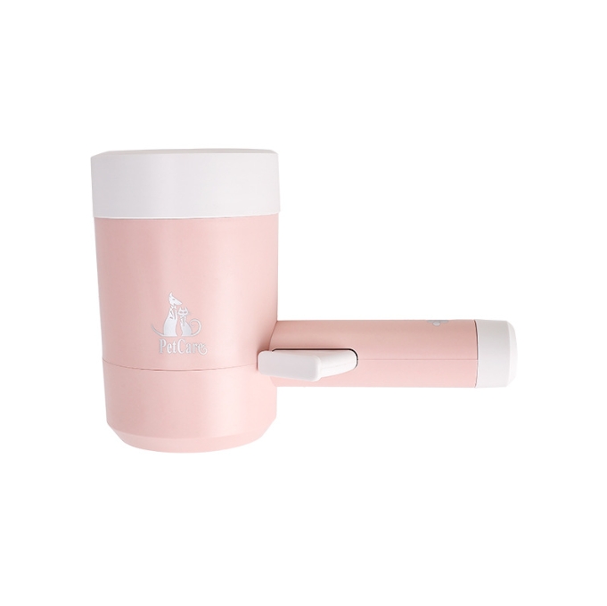 Pink Portable Dog Paw Cleaner Cup - Semi-Automatic 360-degree Rotating Foot Washer with Soft Silicone Bristles